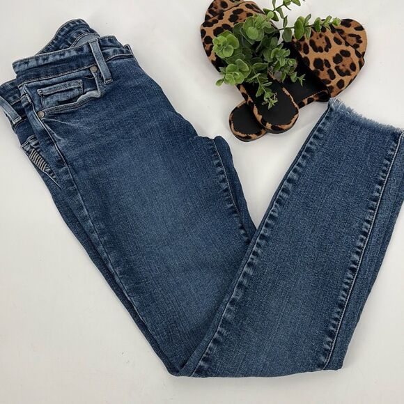 Paige Denim Verdugo Ankle Raw Hem Stretch Mid-Rise Skinny Jeans Cropped Blue 27 - Picture 2 of 13